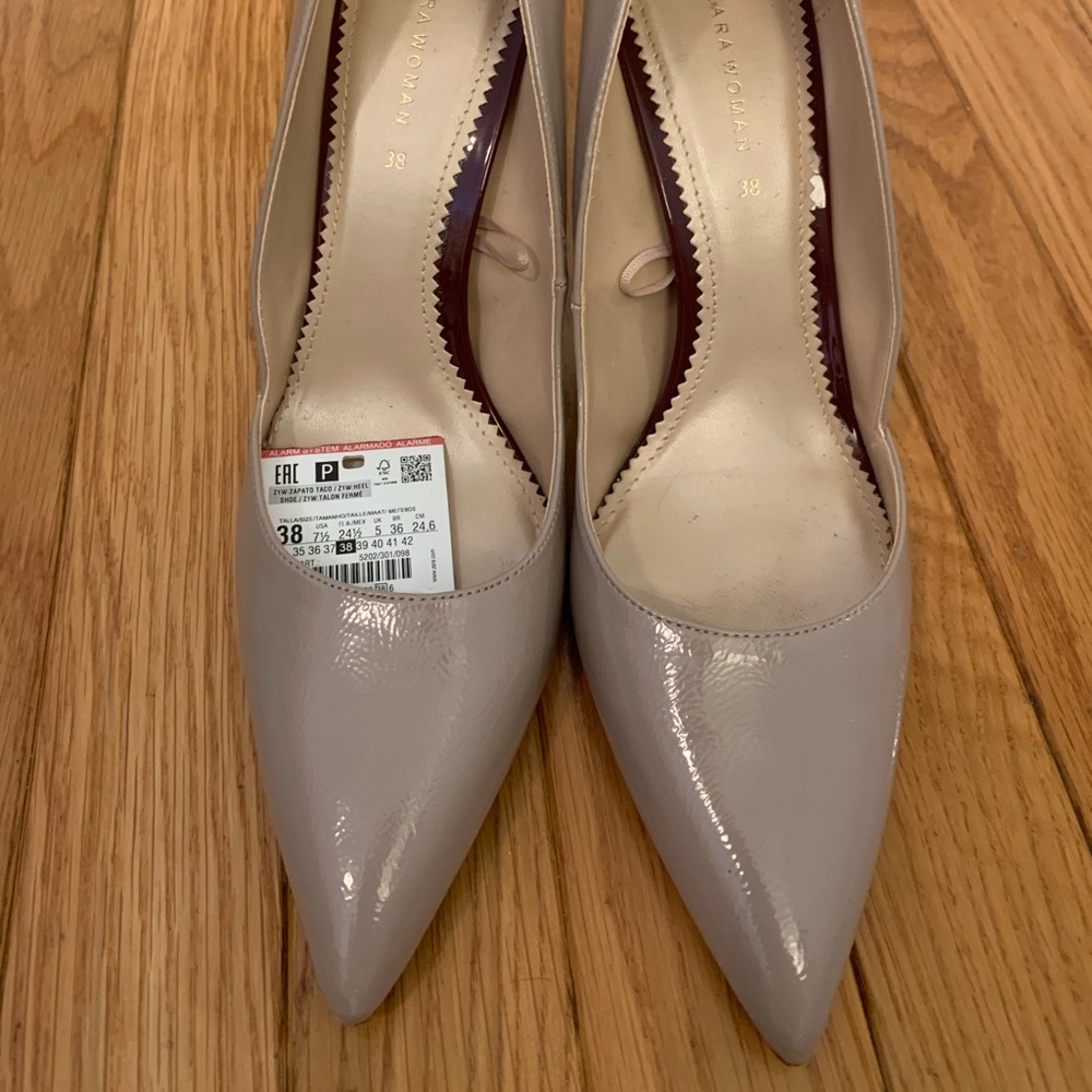 Zara Nude Patent Pointed Toe Pumps